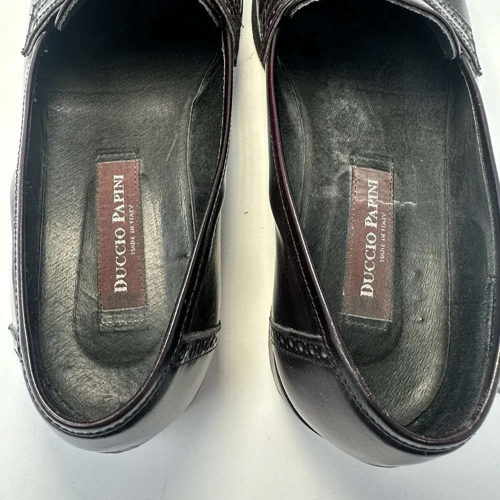 DUCCIO PAPINI Men 9.5 M Burgundy Tassel Loafer‎ Shoe's Handmade in Italy